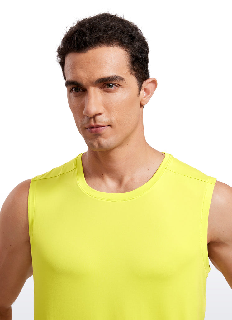 CRZ YOGA Men's Stretchy Workout Classic Fit Tank Tops Sleeveless Grey Sage