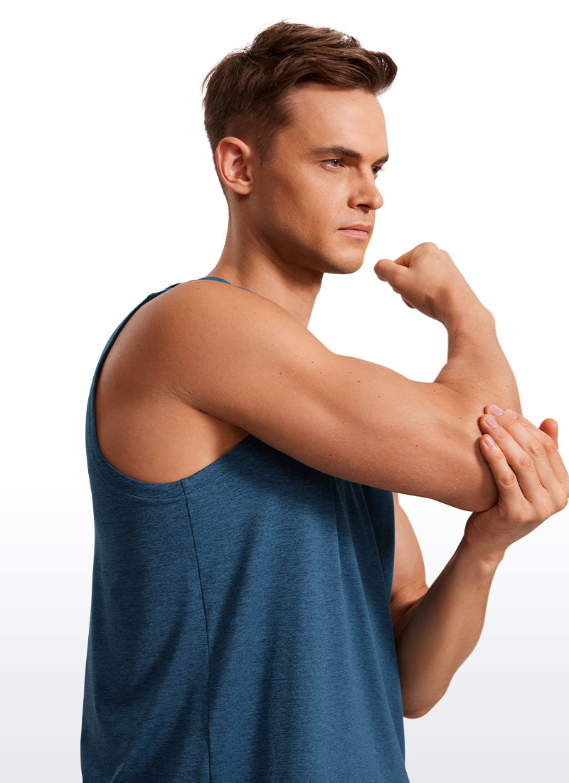 CRZ YOGA Men's Stretchy Workout Classic Fit Tank Tops Sleeveless Mocha Mousse