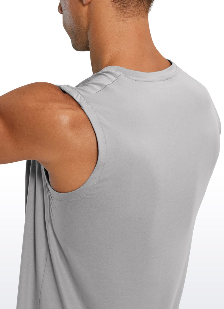 CRZ YOGA Men's Stretchy Workout Classic Fit Tank Tops Sleeveless Gray-blue