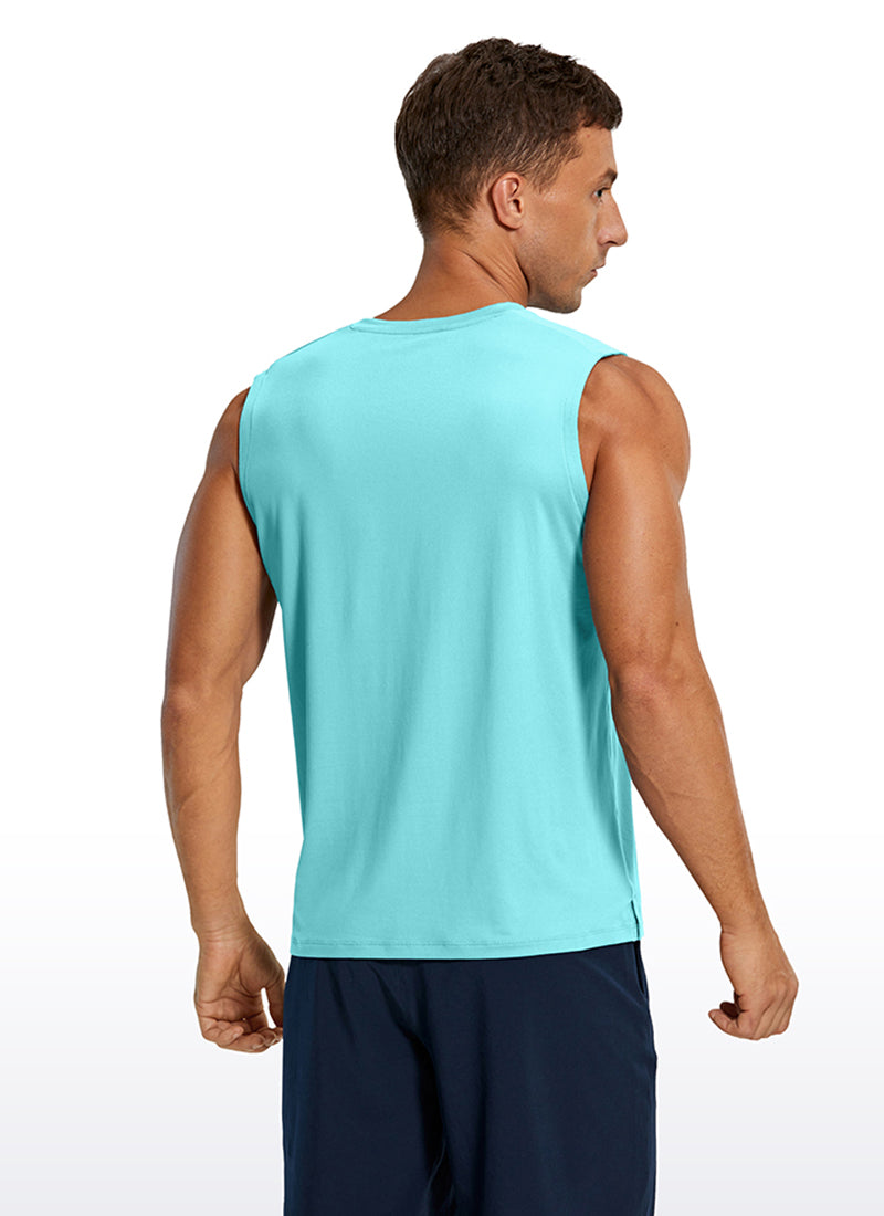 CRZ YOGA Men's Stretchy Workout Classic Fit Tank Tops Sleeveless Tropical Mint Green