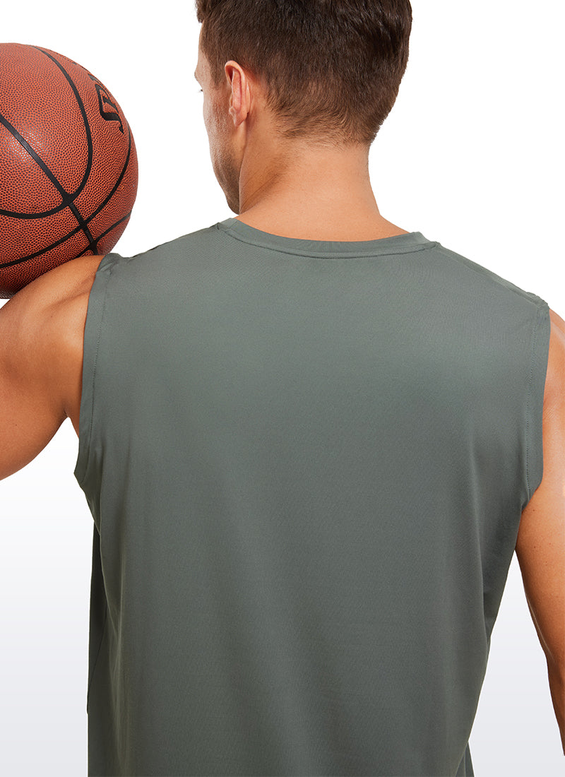 CRZ YOGA Men's Stretchy Workout Classic Fit Tank Tops Sleeveless White