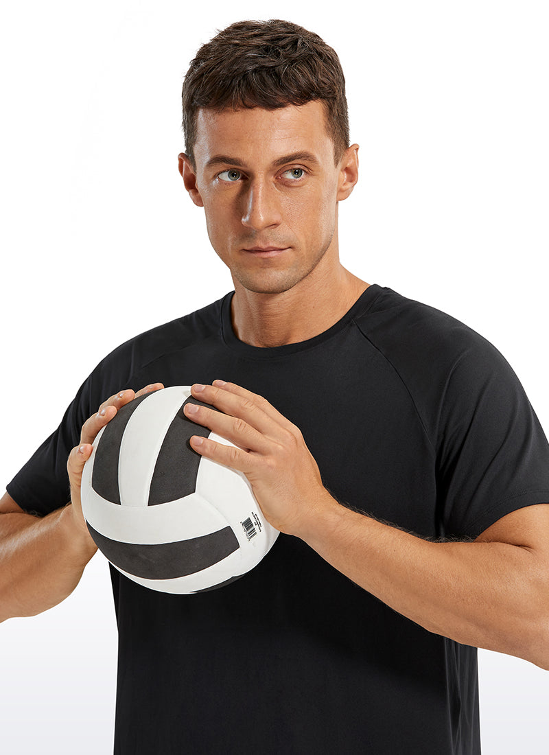 CRZ YOGA Men's Train Relaxed Fit Tops Workout Short Sleeve Round Neck Black