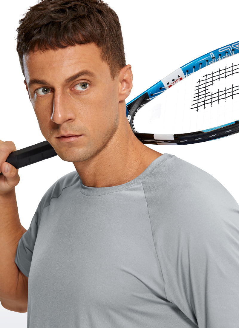 CRZ YOGA Men's Train Relaxed Fit Tops Workout Short Sleeve Round Neck Black