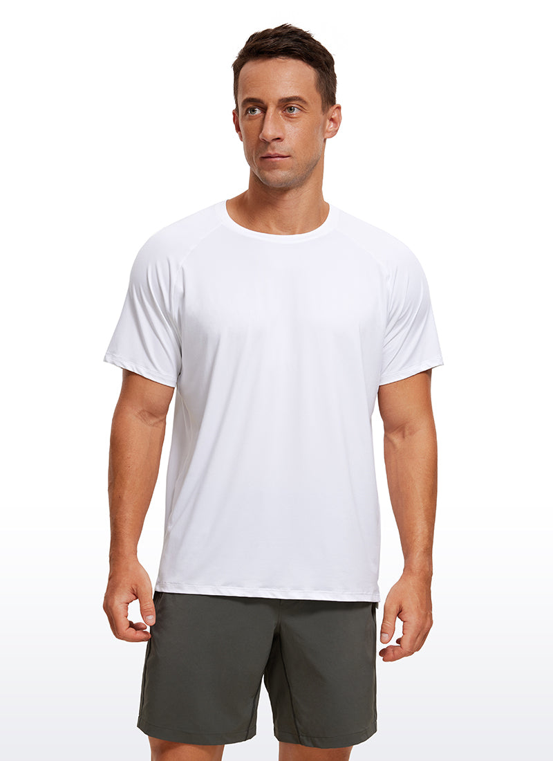 CRZ YOGA Men's Train Relaxed Fit Tops Workout Short Sleeve Round Neck Silver Gray