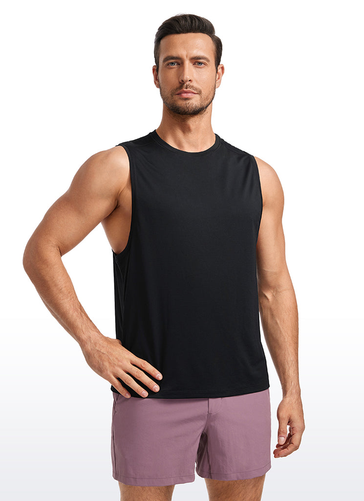 CRZ YOGA Men's Stretchy Lightweight Workout Classic Fit Tank Tops Sleeveless Black
