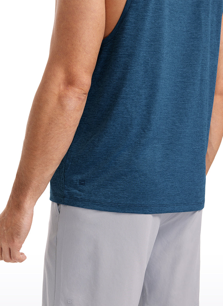 CRZ YOGA Men's Stretchy Lightweight Workout Classic Fit Tank Tops Sleeveless Ocean Blue Heather
