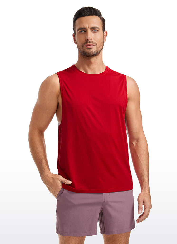 CRZ YOGA Men's Stretchy Lightweight Workout Classic Fit Tank Tops Sleeveless Smoked Spruce Heather