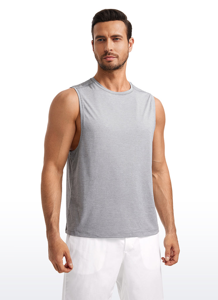 CRZ YOGA Men's Stretchy Lightweight Workout Classic Fit Tank Tops Sleeveless Dark Mocha