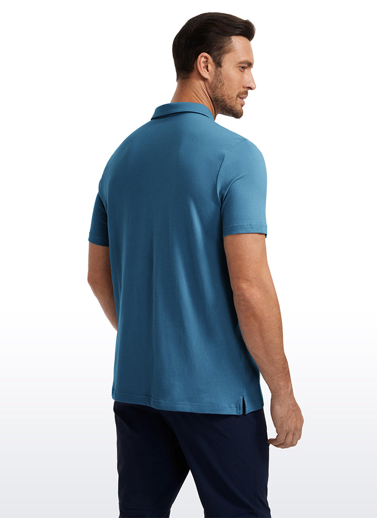 CRZ YOGA Men's Golf Classic Fit Tops Polo Short Sleeve Slate Blue