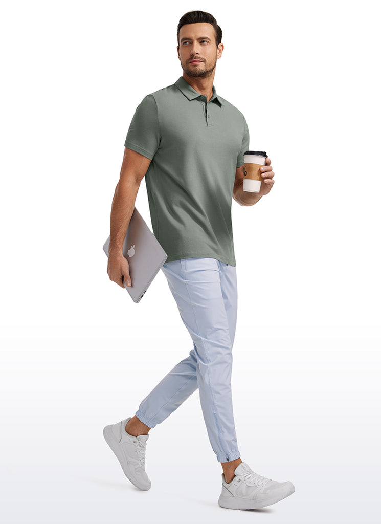 CRZ YOGA Men's Golf Classic Fit Tops Polo Short Sleeve Iron Blue