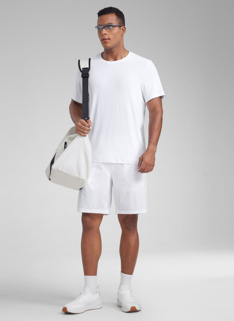 CRZ YOGA Men's Workout Lightweight Athletic Casual Short Sleeve Shirt White