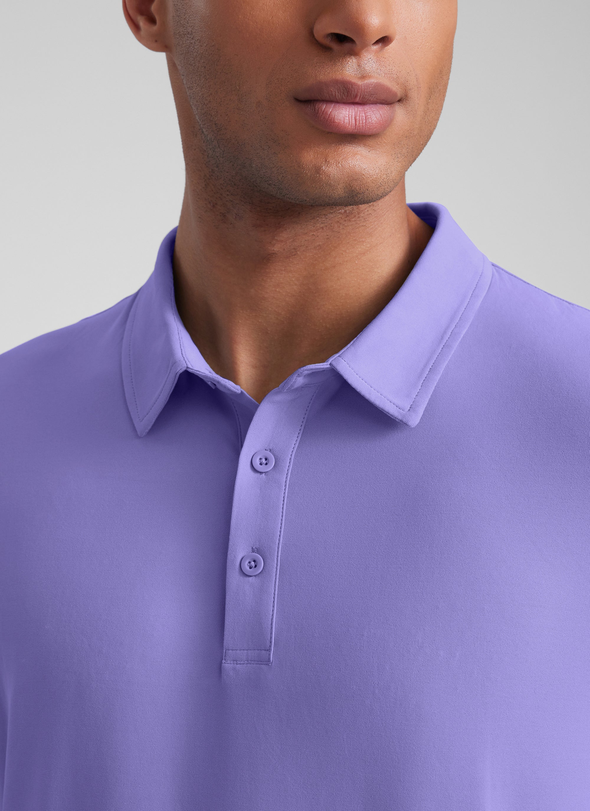 CRZ YOGA Men's Cloudweight Moisture Wicking Polo Short Sleeve Light Lavender