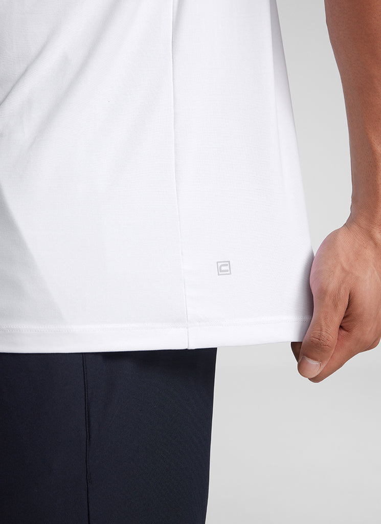 CRZ YOGA Men's Cloudweight Moisture Wicking Polo Short Sleeve White