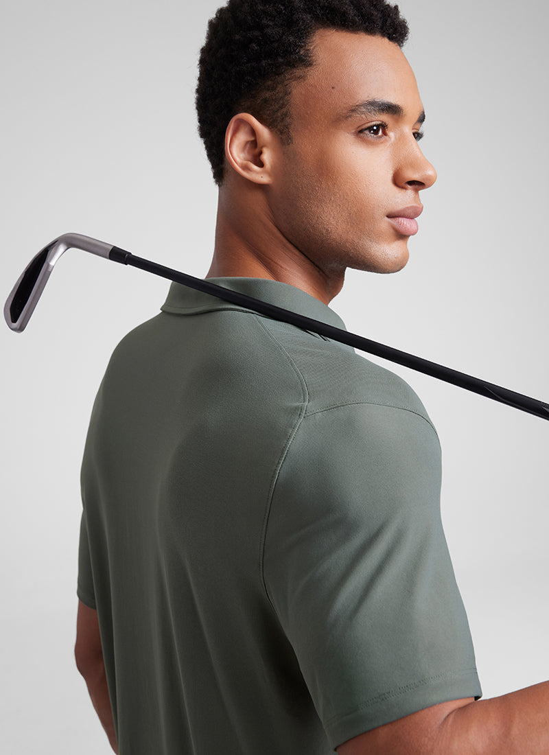 CRZ YOGA Men's Cloudweight Moisture Wicking Polo Short Sleeve White