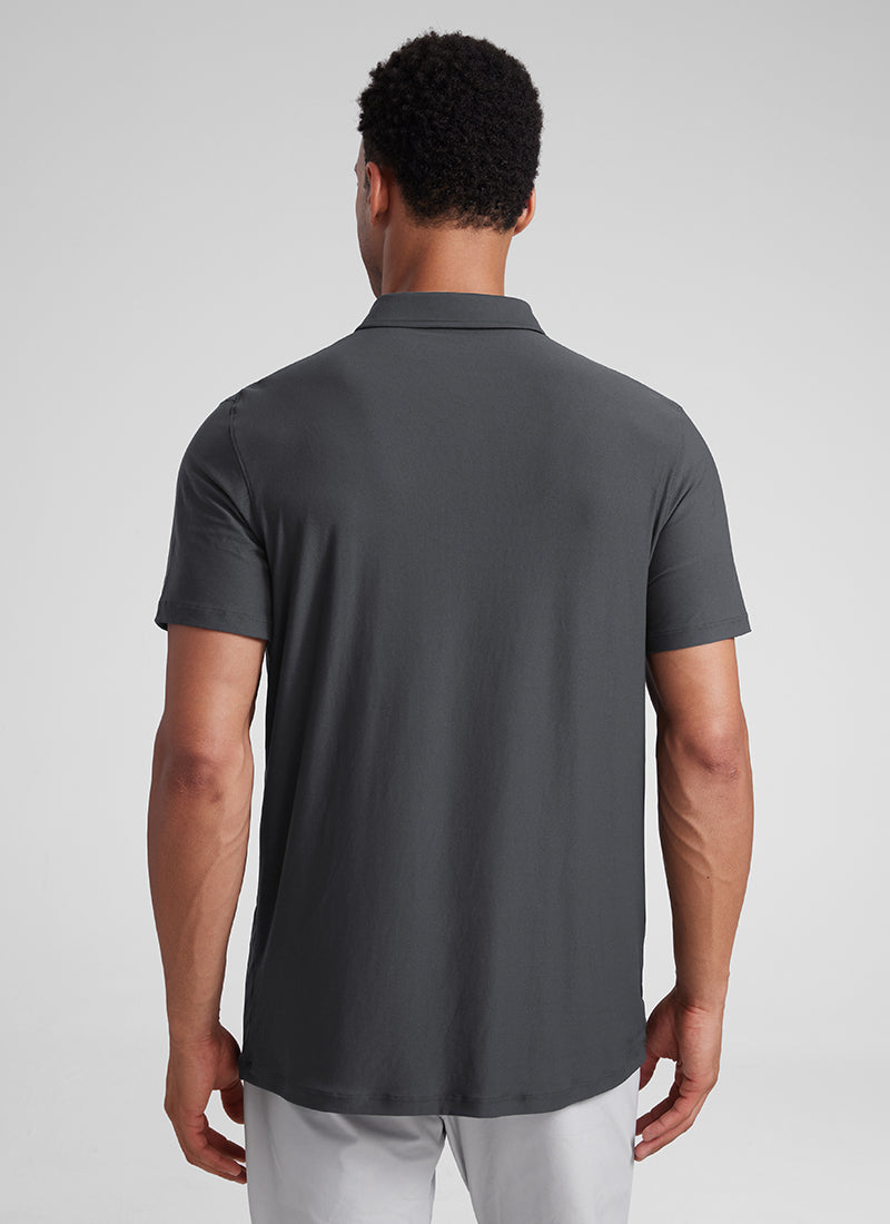 CRZ YOGA Men's Cloudweight Moisture Wicking Polo Short Sleeve Mysterious Grey