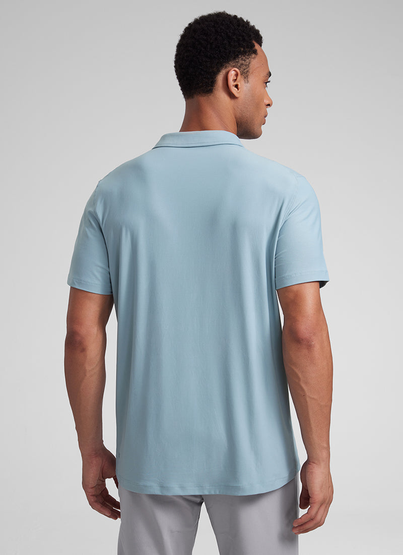 CRZ YOGA Men's Cloudweight Moisture Wicking Polo Short Sleeve Light grayish blue
