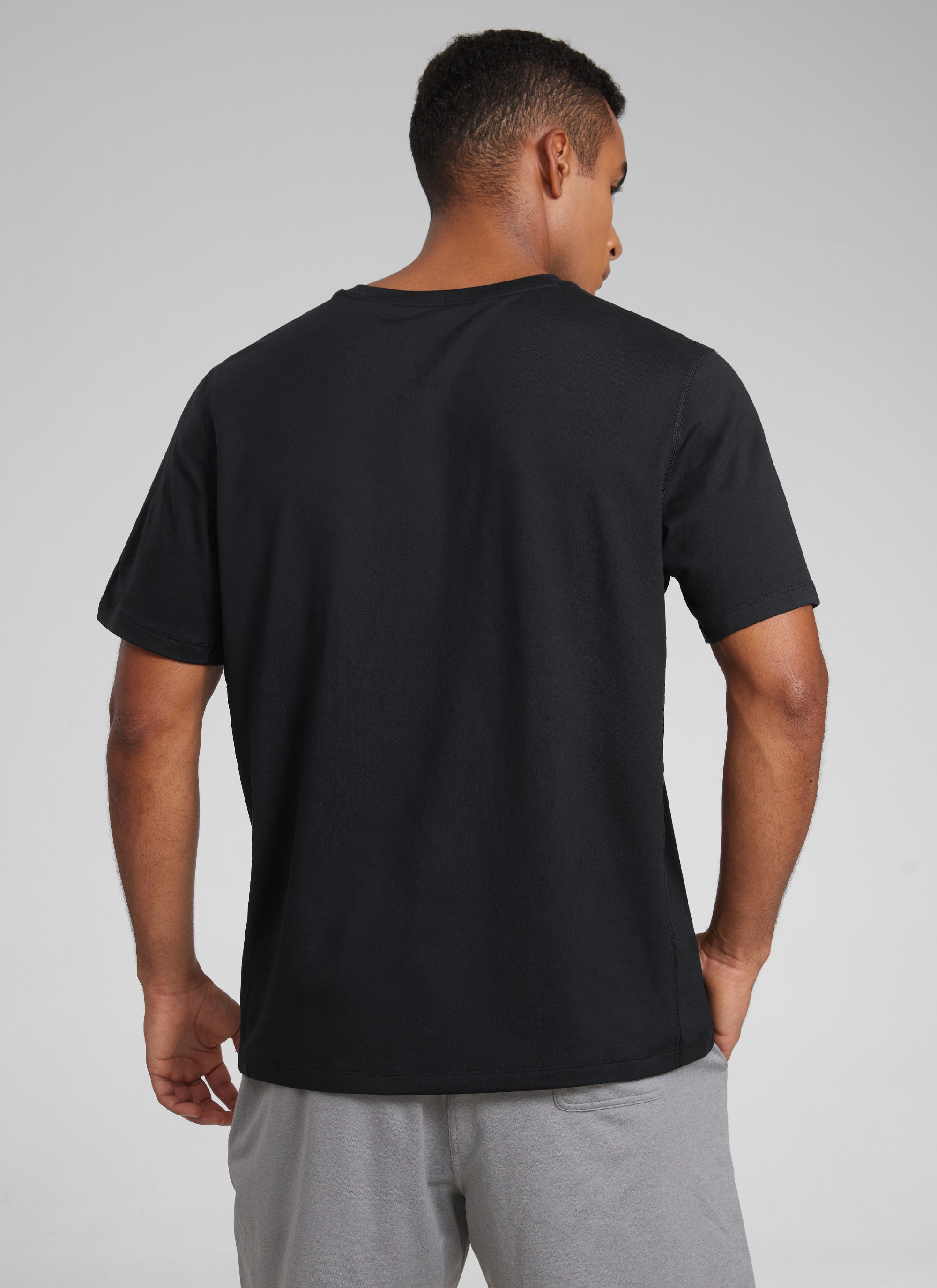 CRZ YOGA Men's Midweight Soft Breathable Casual Athletic Short Sleeve Black