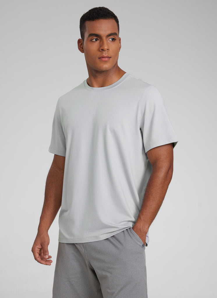 CRZ YOGA Men's Midweight Soft Breathable Casual Athletic Short Sleeve Slate Blue