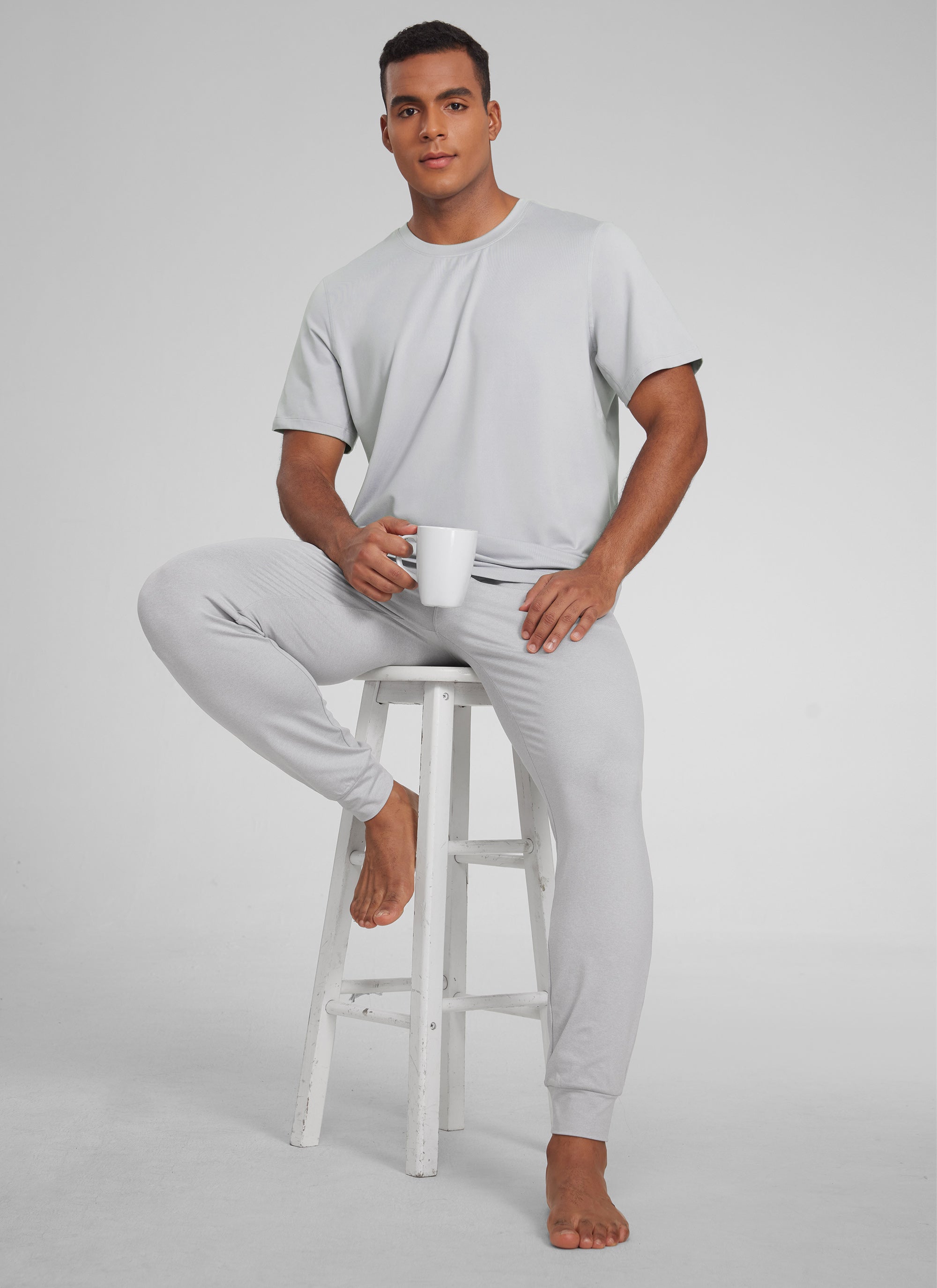 CRZ YOGA Men's Midweight Soft Breathable Casual Athletic Short Sleeve Slate Blue