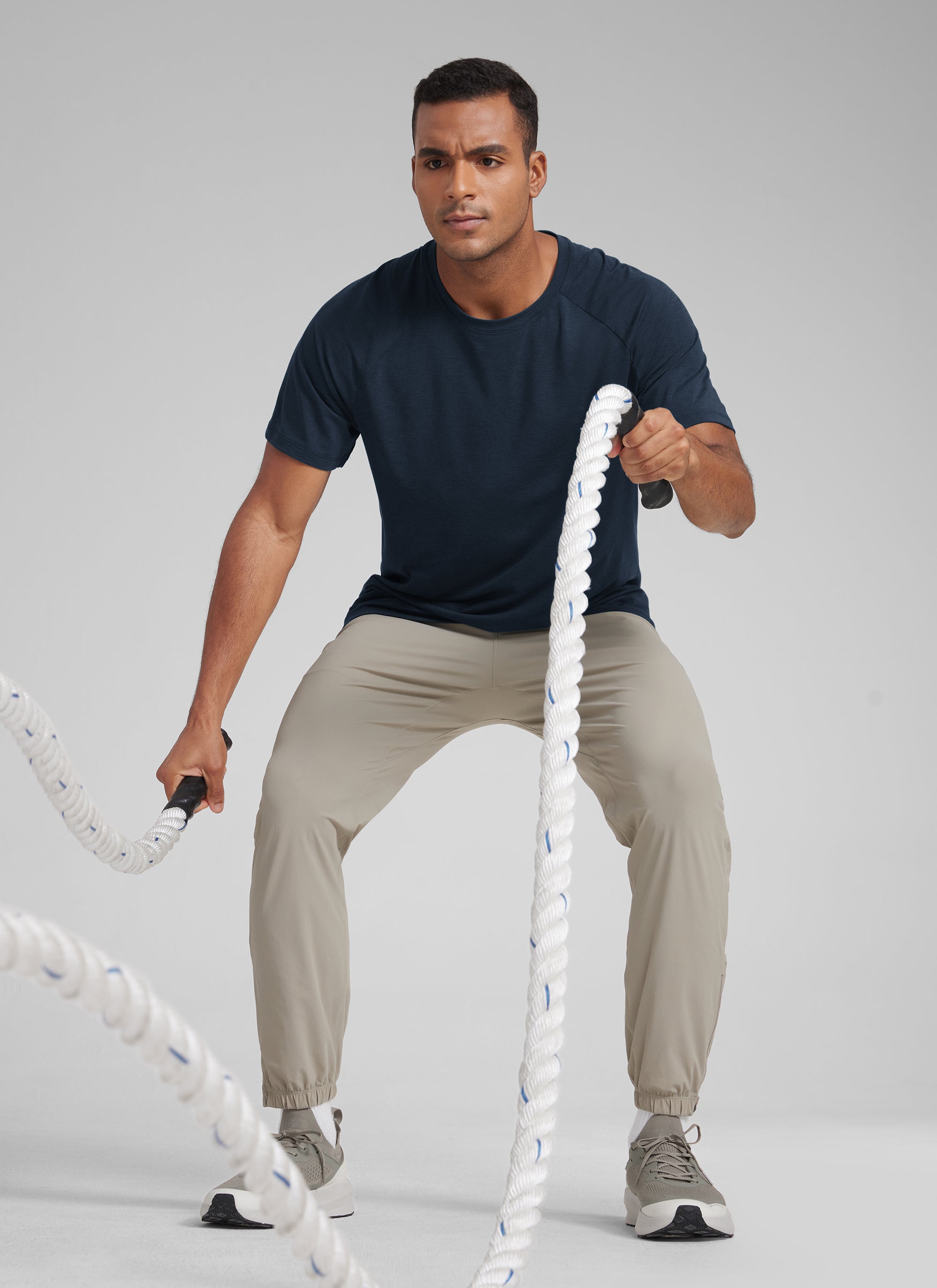 CRZ YOGA Men's Training Classic Fit Shirts Mech Short Sleeves True Navy