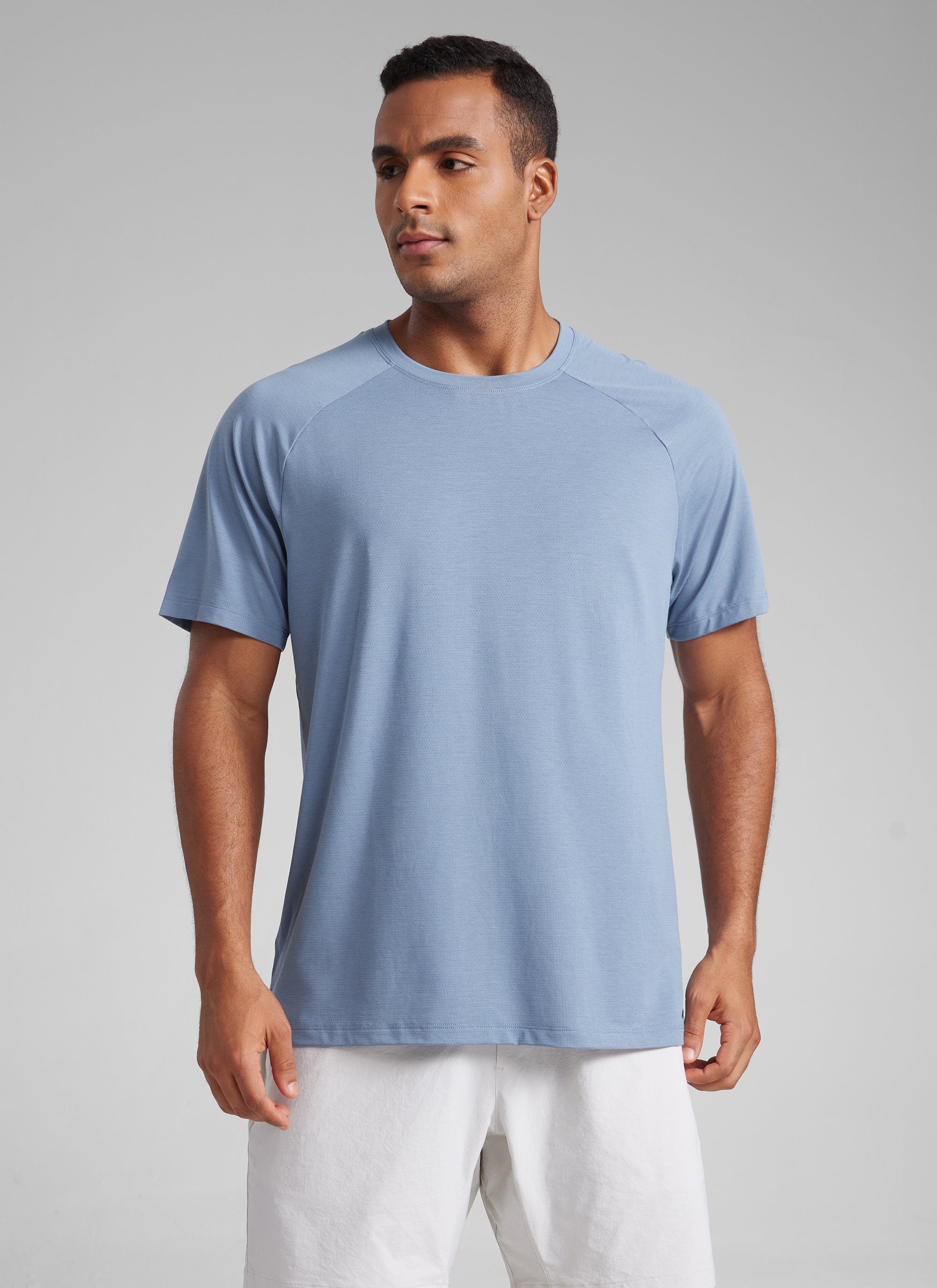 CRZ YOGA Men's Training Classic Fit Shirts Mech Short Sleeves White