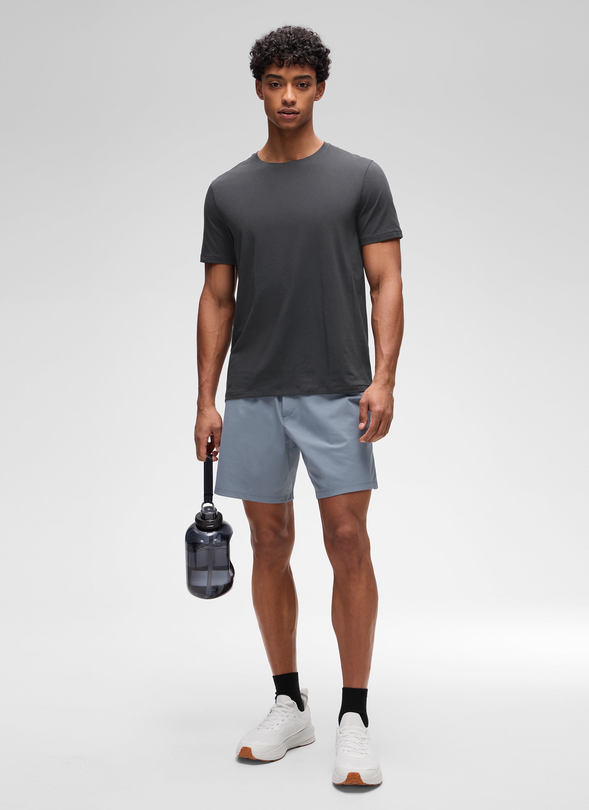 CRZ YOGA Men's Casual Classic Fit Shirts Pima Cotton Short Sleeves True Navy