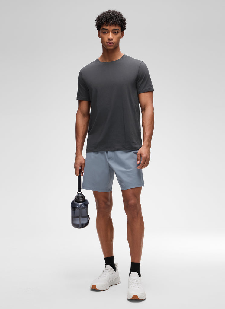 CRZ YOGA Men's Casual Classic Fit Shirts Pima Cotton Short Sleeves True Navy