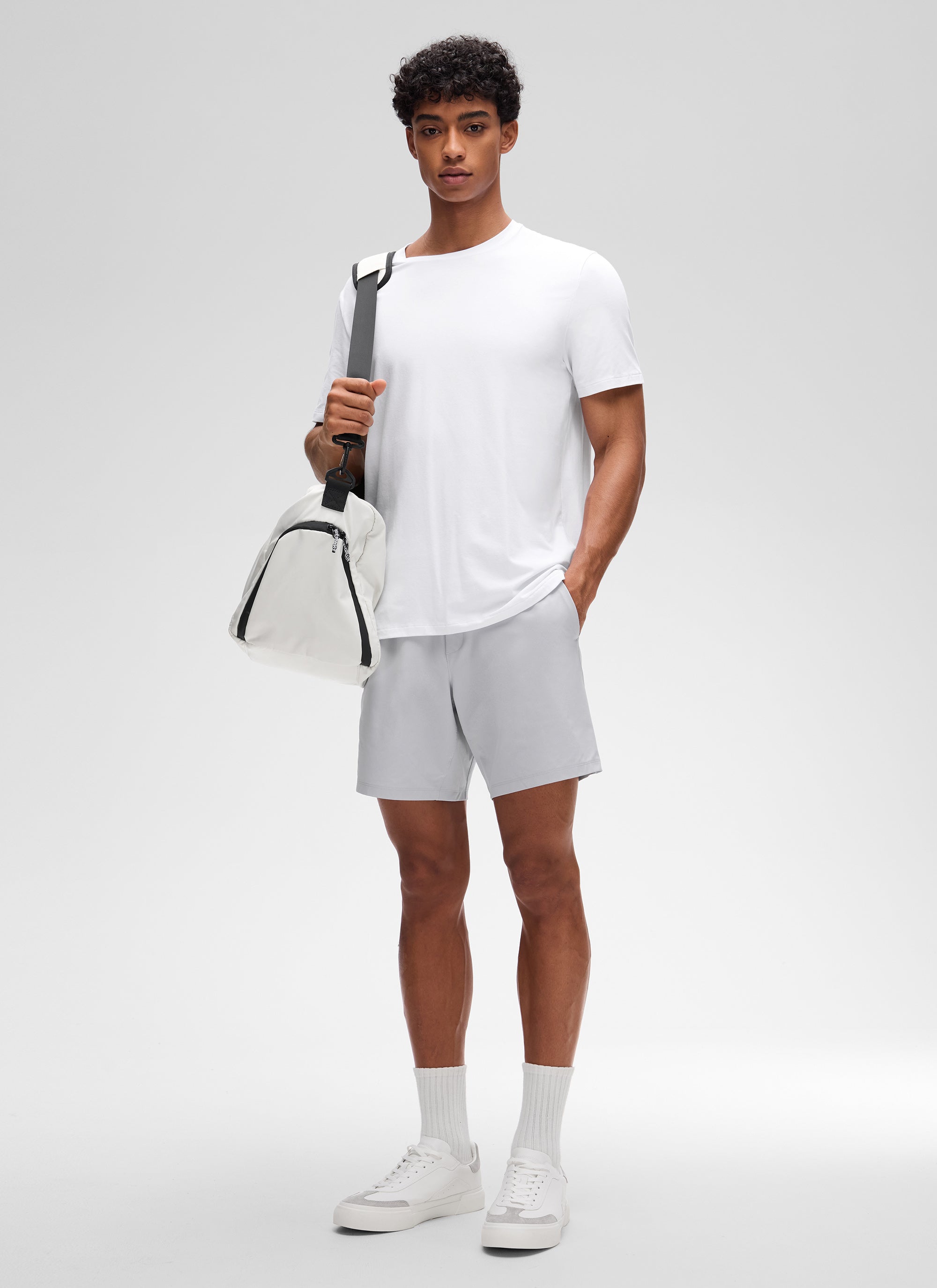 CRZ YOGA Men's Casual Classic Fit Shirts Pima Cotton Short Sleeves White