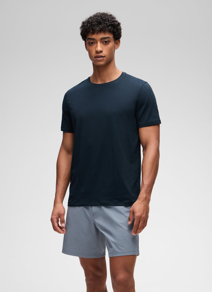 CRZ YOGA Men's Casual Classic Fit Shirts Pima Cotton Short Sleeves Grey Sage