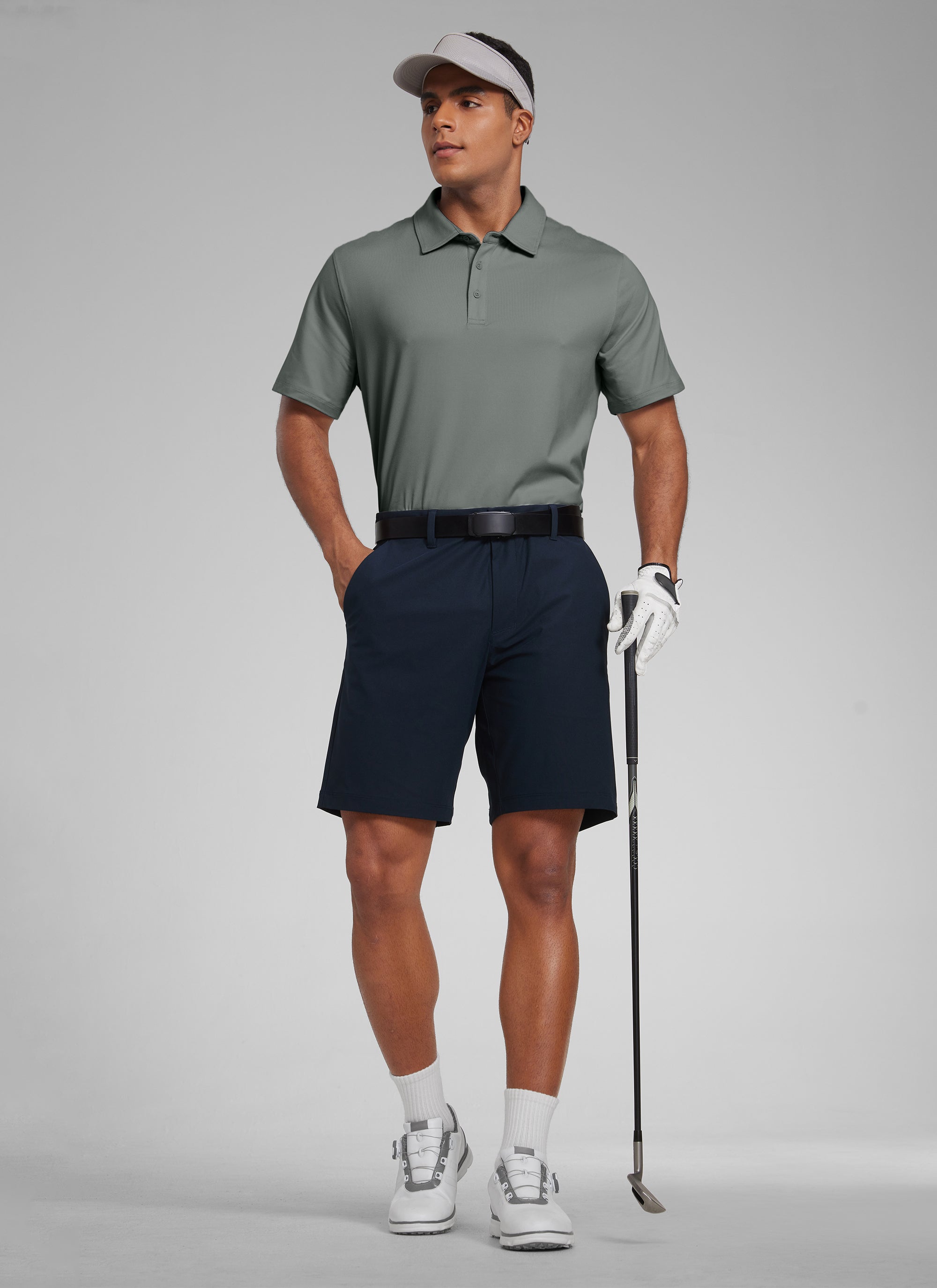 CRZ YOGA Men's Cloud Jersey Moisture Wicking Polo Golf Short Sleeve Black