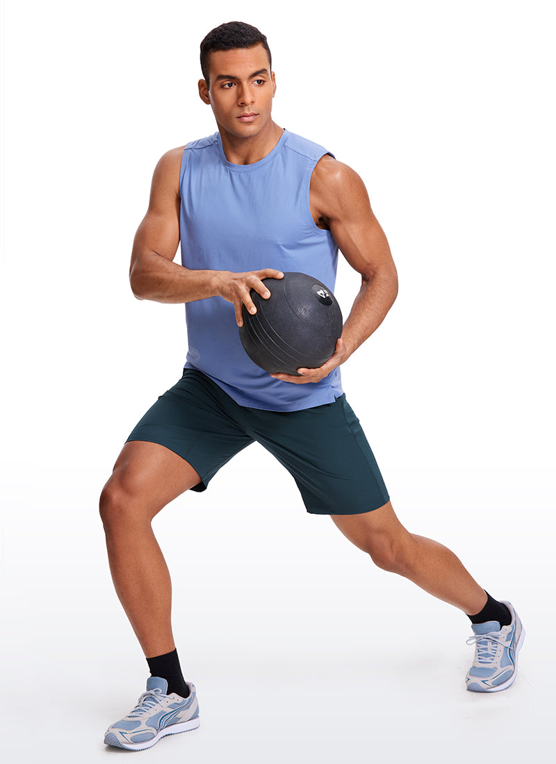 CRZ YOGA Men's Train Relaxed Fit Feathery-Fit Linerless Shorts 9'' Ink Blue