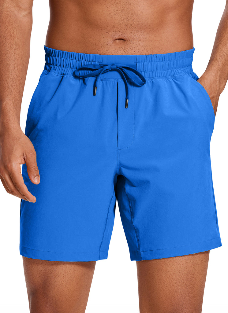 CRZ YOGA Men's Train Classic Fit Feathery-Fit Linerless Shorts 7'' Dark Chrome