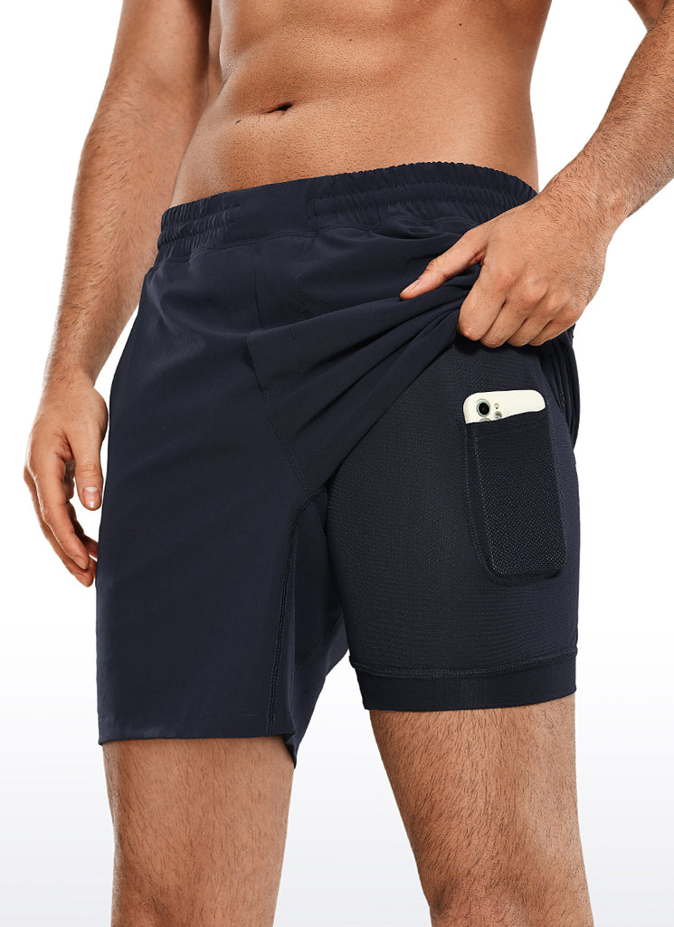 CRZ YOGA Men's Train Run Classic Fit Feathery-Fit Lined Shorts 7'' Navy