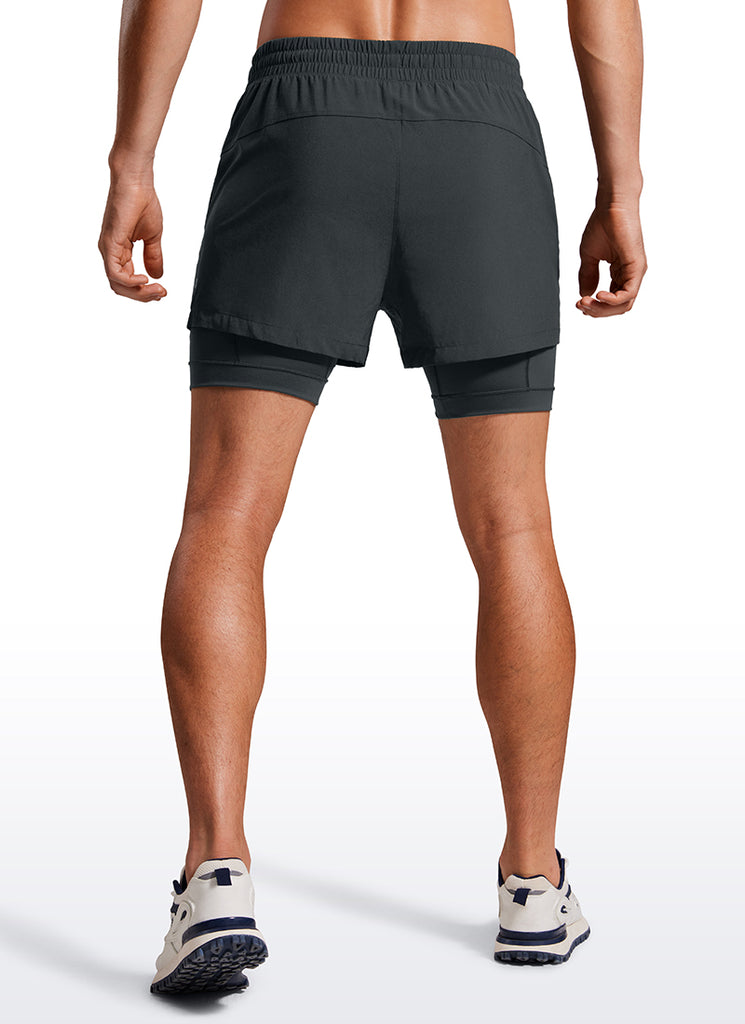 CRZ YOGA Men's Train Feathery-Fit 2 in 1 Shorts 3.5'' with pockets Black