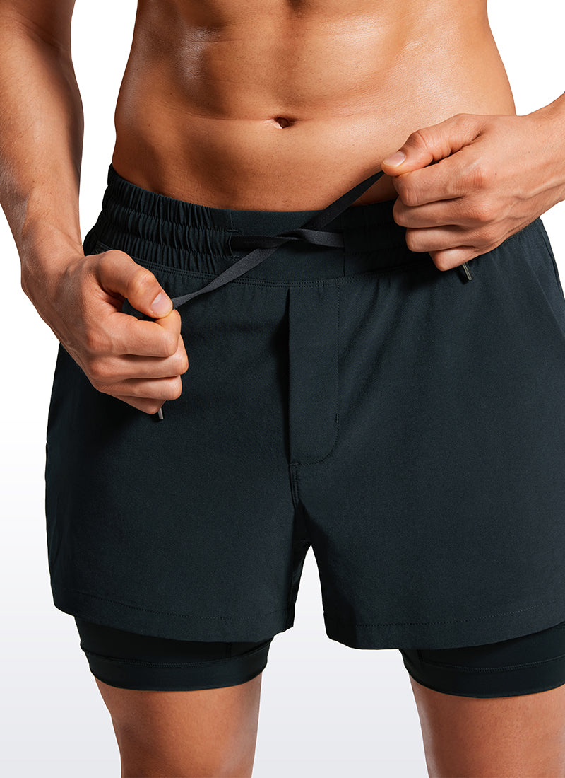 CRZ YOGA Men's Train Feathery-Fit 2 in 1 Shorts 3.5'' with pockets Ink Gray