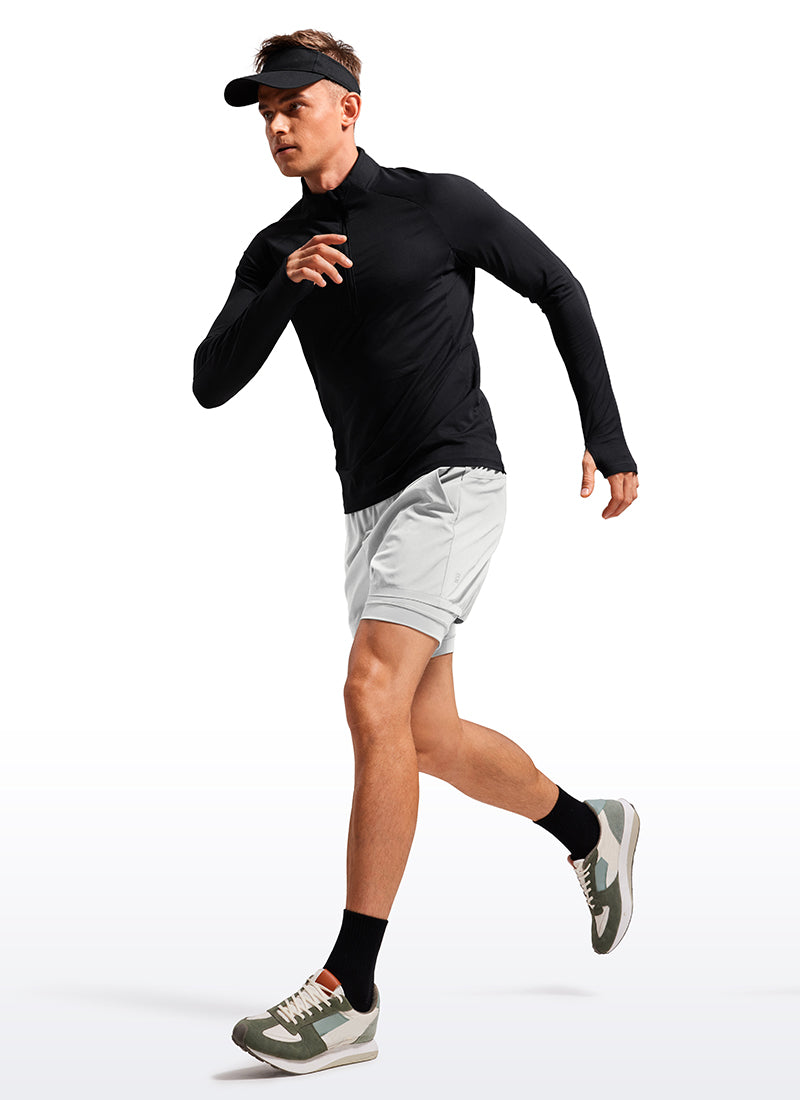 CRZ YOGA Men's Train Feathery-Fit 2 in 1 Shorts 3.5'' with pockets True Navy