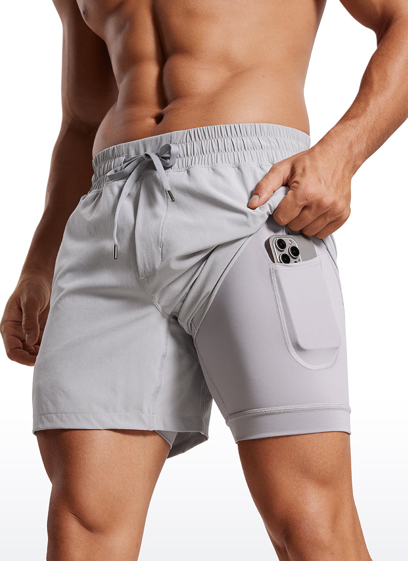 Feathery-Fit 2 in 1 Athletic Shorts 5''- with Pockets