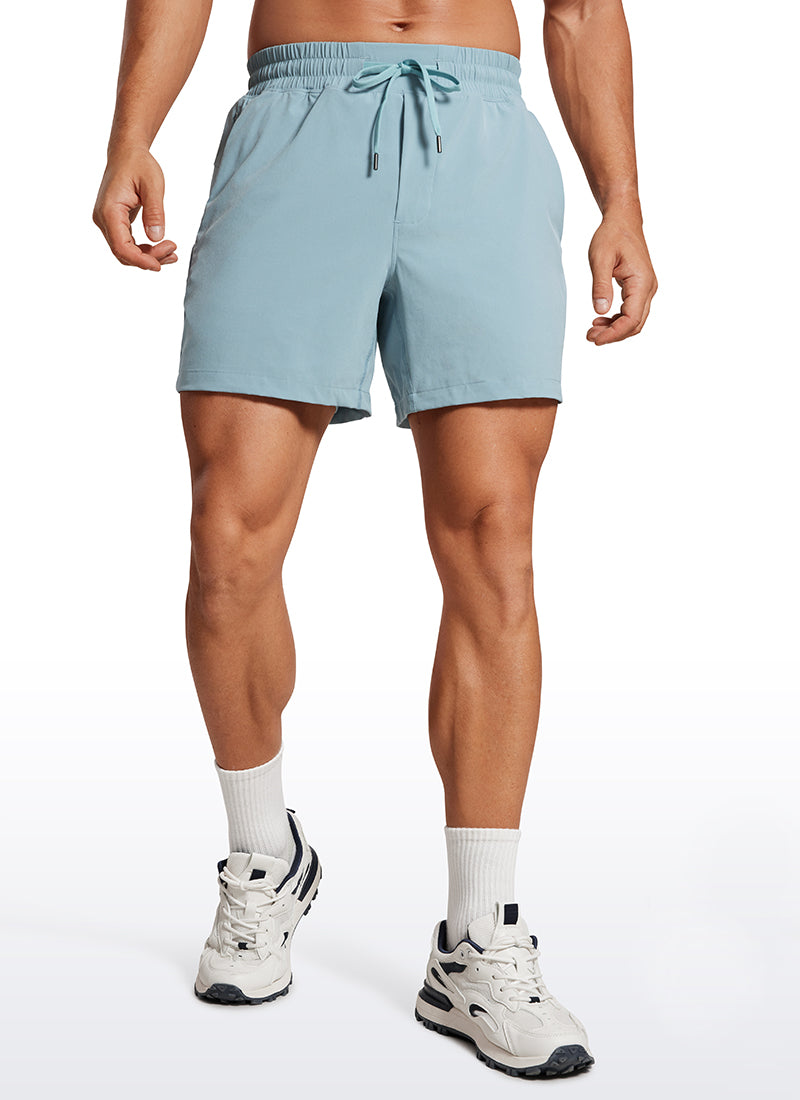 CRZ YOGA Men's Train Feathery-Fit 2 in 1 Shorts 5'' with pockets Light grayish blue