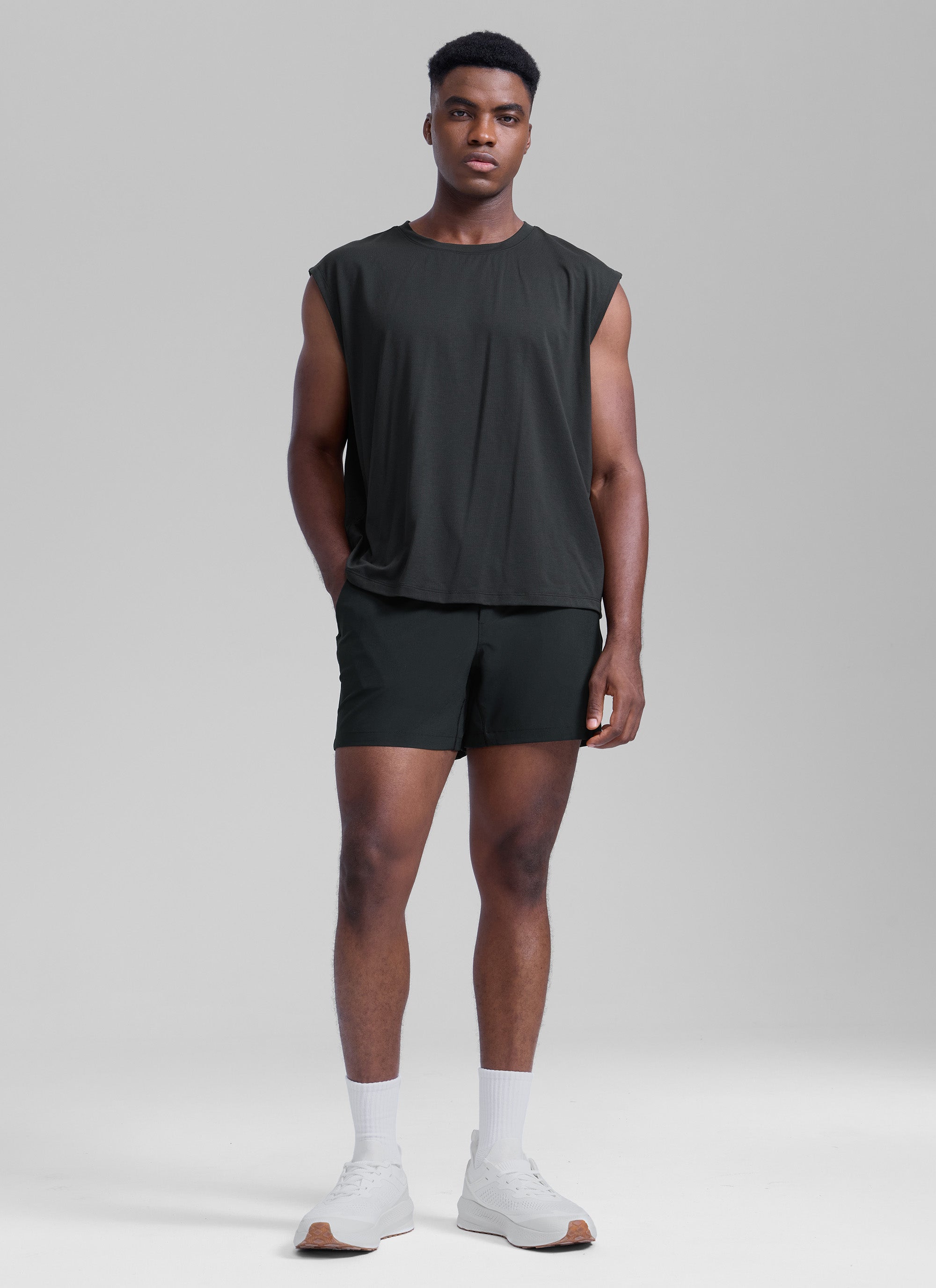 CRZ YOGA Men's Running Feathery-Fit Workout Linerless Shorts 5'' Black