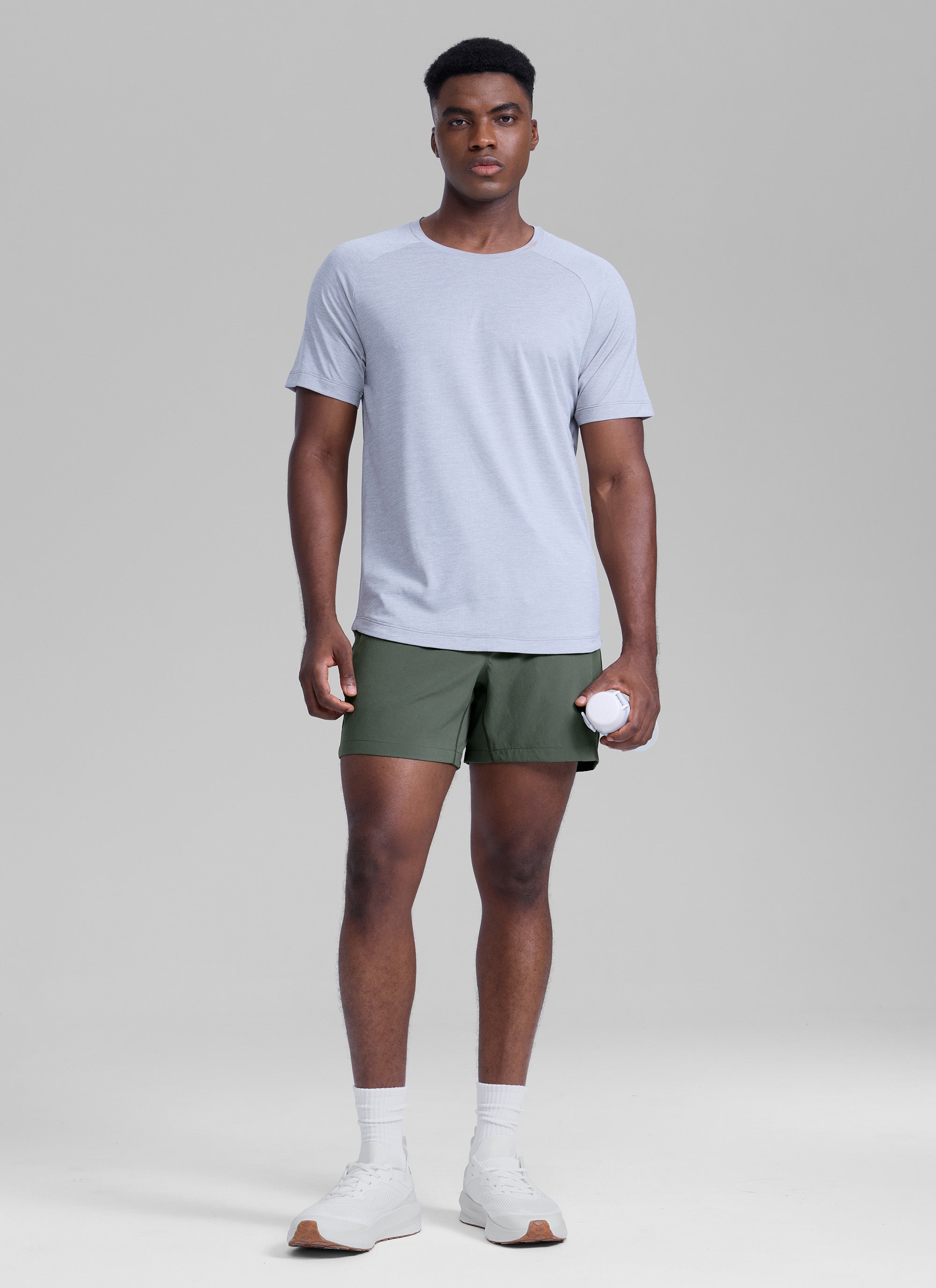 CRZ YOGA Men's Running Feathery-Fit Workout Linerless Shorts 5'' Dark Carbon