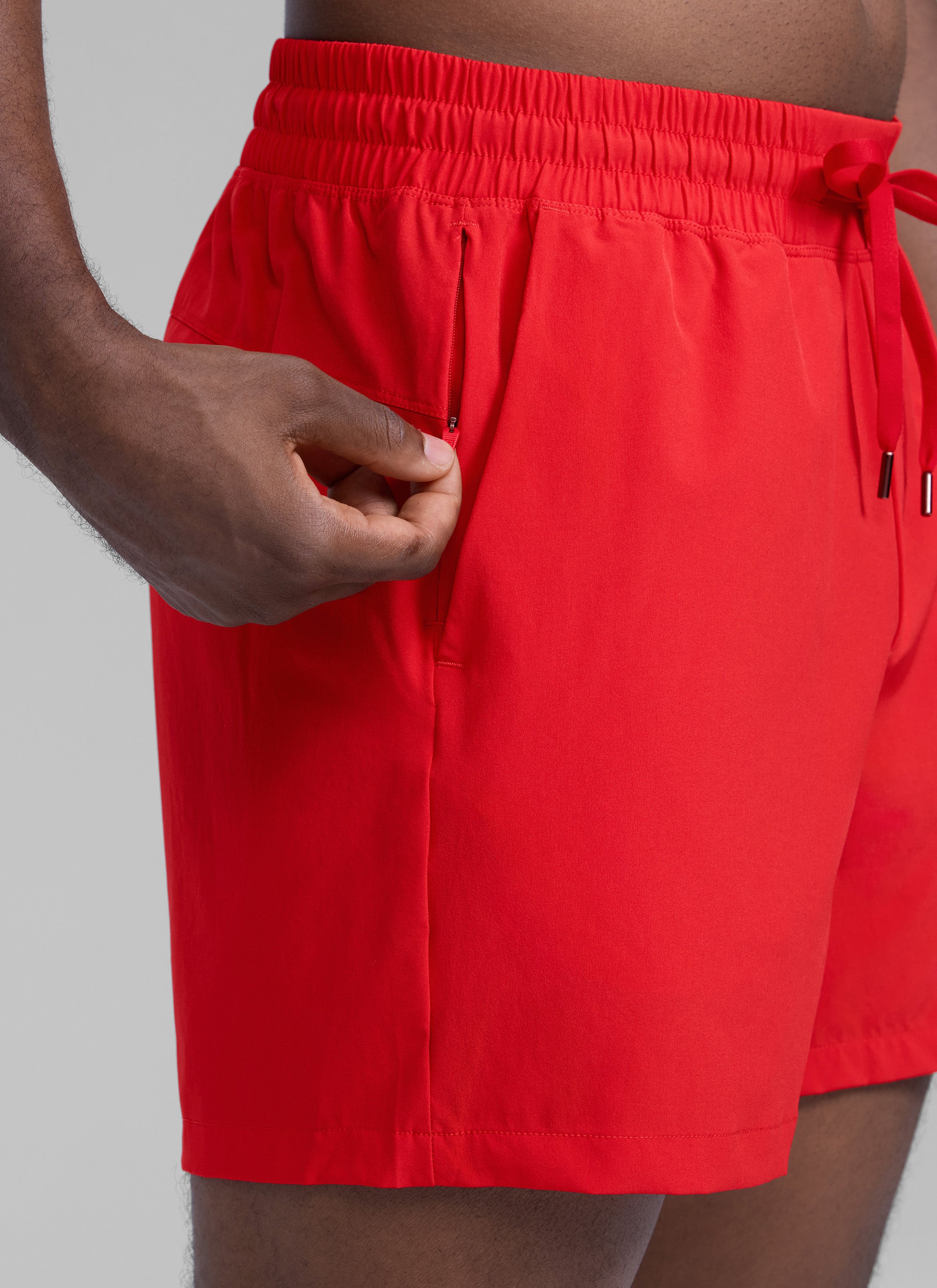 CRZ YOGA Men's Running Feathery-Fit Workout Linerless Shorts 5'' Deep Red