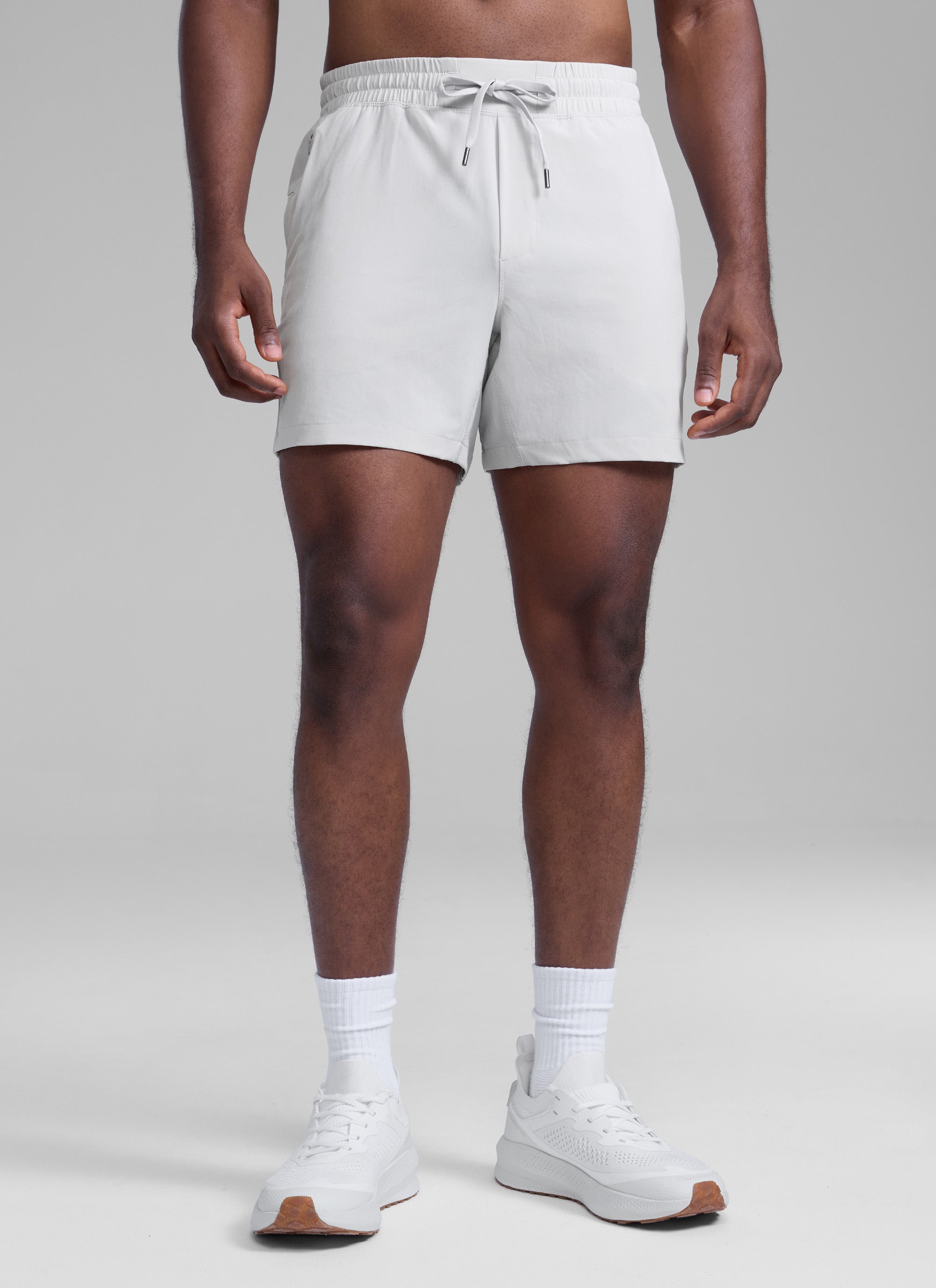 CRZ YOGA Men's Running Feathery-Fit Workout Linerless Shorts 5'' Platinum Grey