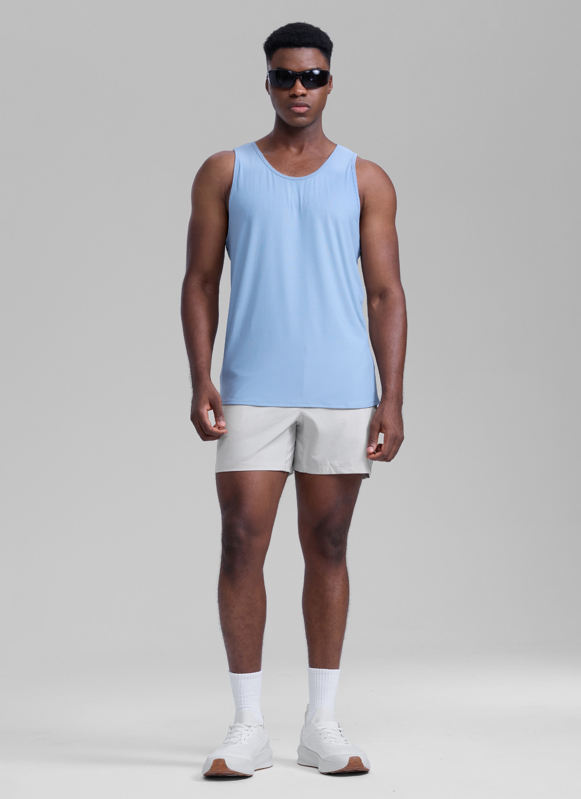 CRZ YOGA Men's Running Feathery-Fit Workout Linerless Shorts 5'' Platinum Grey