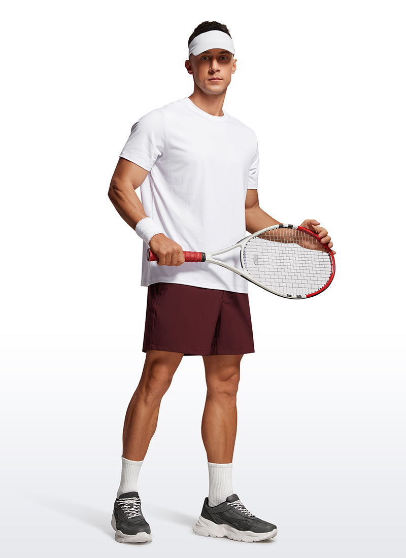 CRZ YOGA Men's Running Feathery-Fit Workout Linerless Shorts 5'' Red Merlot