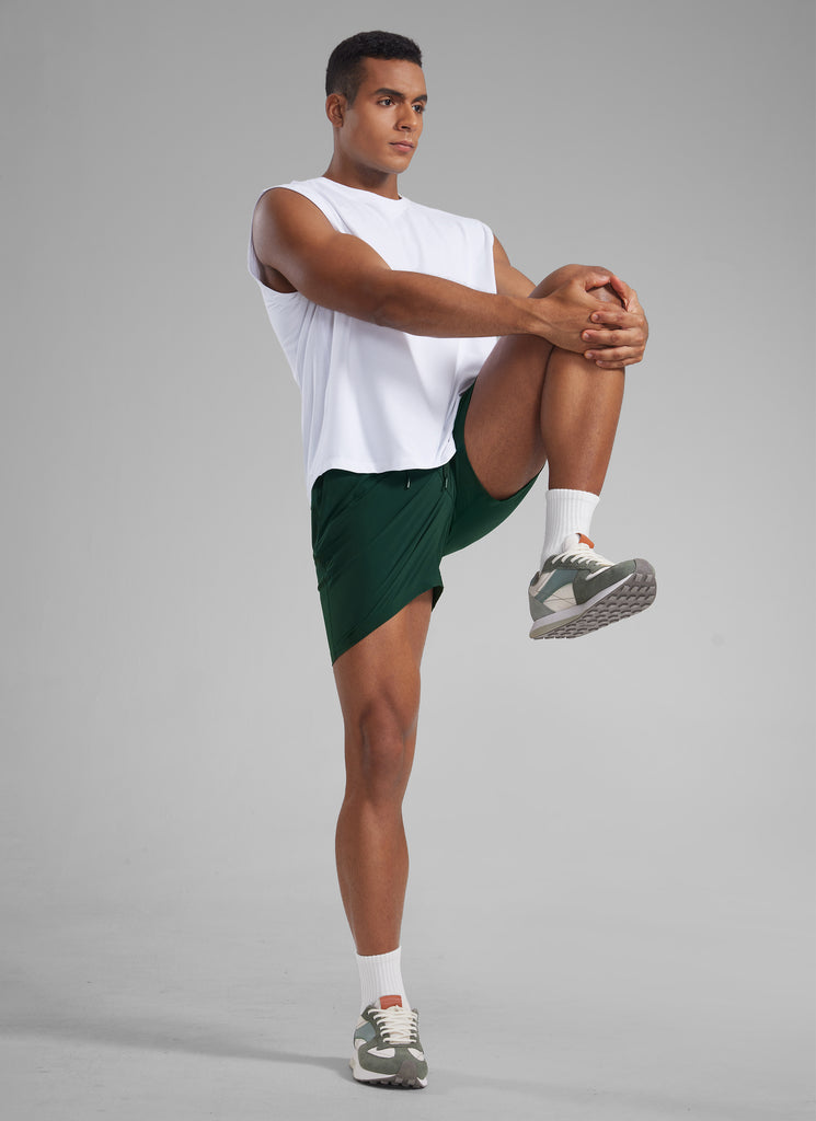 CRZ YOGA Men's Running Feathery-Fit Workout Linerless Shorts 5'' Legend Green