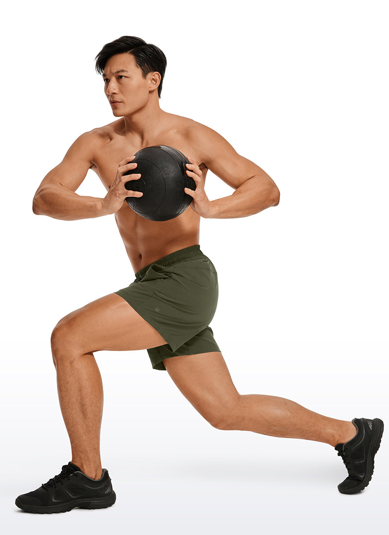 CRZ YOGA Men's Running Feathery-Fit Workout Linerless Shorts 5'' Dark Olive