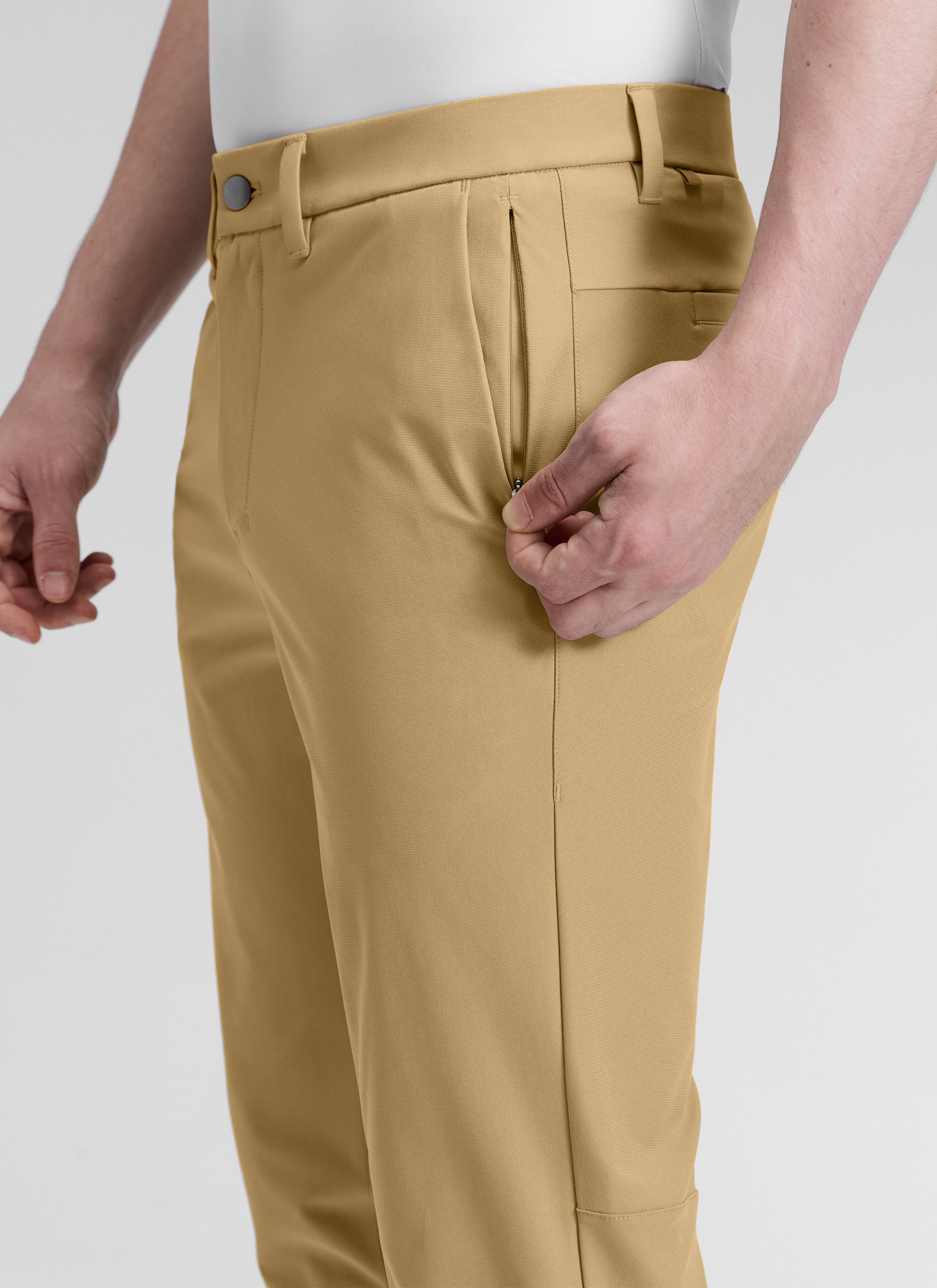 CRZ YOGA Mens Work Classic Fit All-Day Comfort Golf Pants Pockets 30'' Khaki Sand
