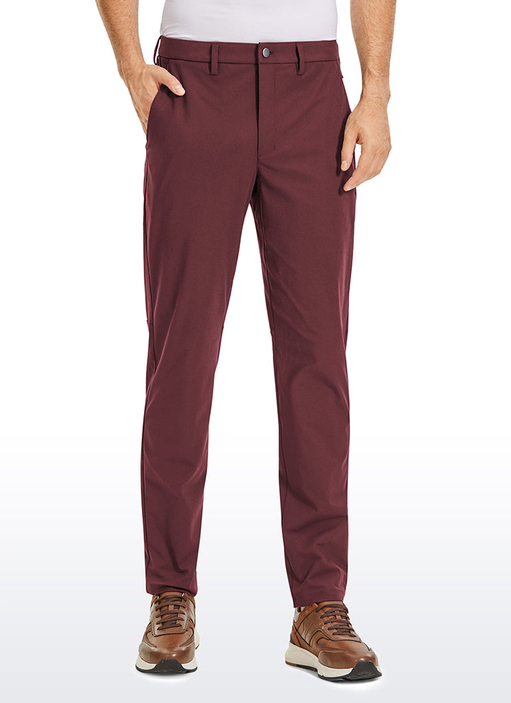 CRZ YOGA Mens Work Classic Fit All-Day Comfort Golf Pants Pockets 34'' Dark Red 2