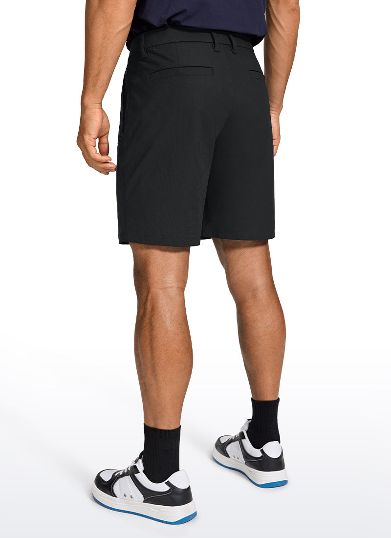 CRZ YOGA Men's Work Classic Fit All-Day Comfort Golf Shorts Pocket 7'' Black