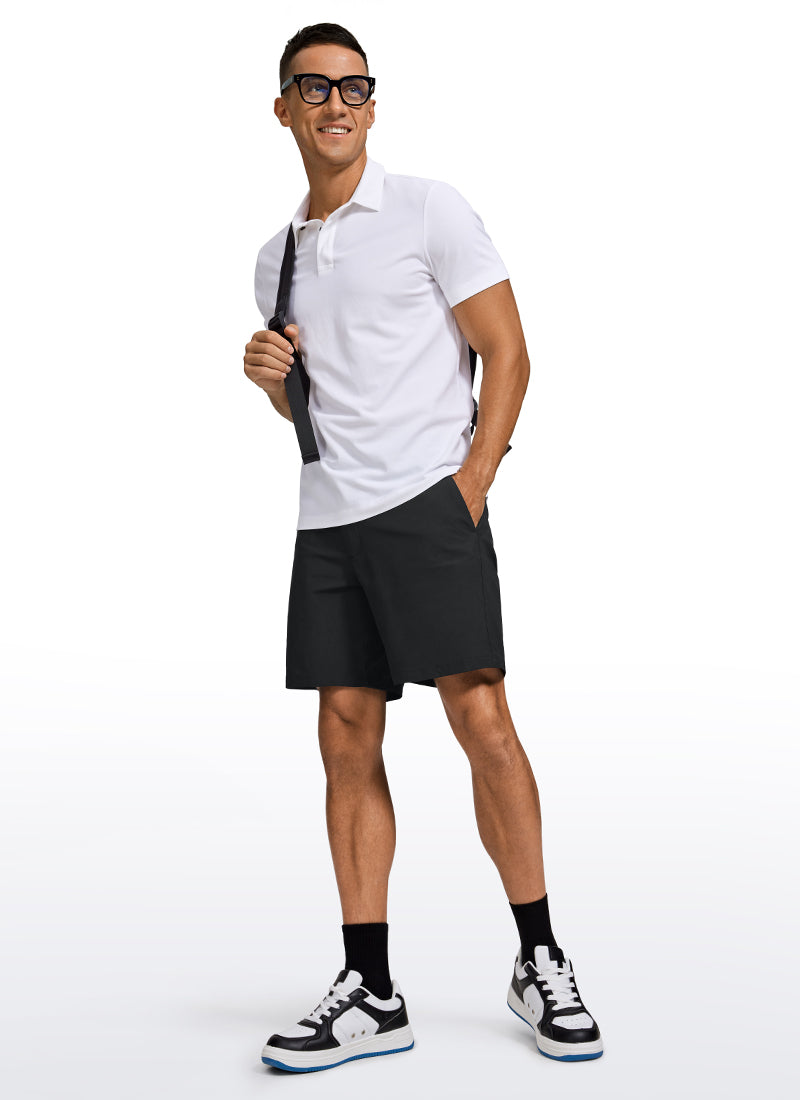 CRZ YOGA Men's Work Classic Fit All-Day Comfort Golf Shorts Pocket 7'' Black